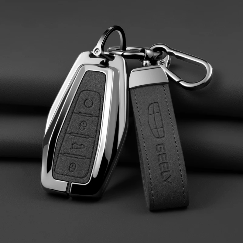 Alloy Car Key Case Cover Protective Shellfor Geely Okavango Coolray Atlas Monjaro Tugella Emgrand GT S Proton X50 X70 Keychain