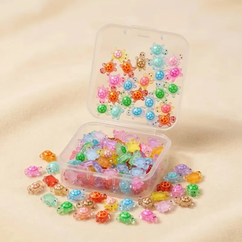 100pcs Mini Glowing Turtles Safe Eco-Friendly Resin Cute Nail Art Decorations DIY Crafts And Manicure