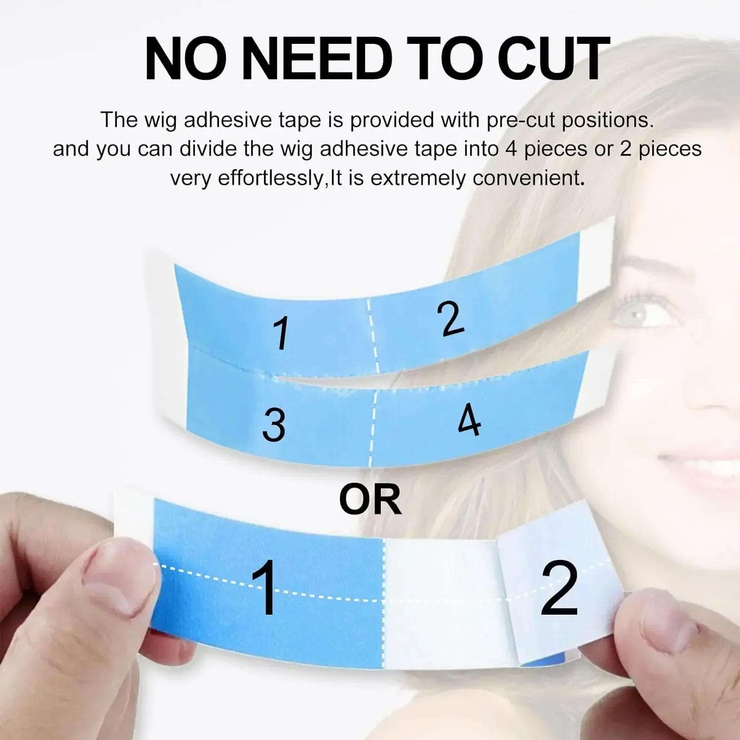 Super Strong Double Adhesive Hair Wig Tape 20Pcs/36Pcs Lot Waterproof Extension Strips for Toupee Lace Wigs C-Shape Film view 4