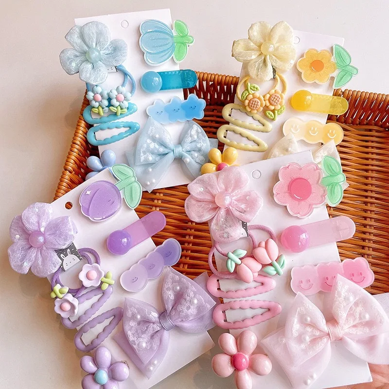 New Korean version baby hair clip cute girl hairpins flower bow hairties hairclips set cartoon children gift hair accessories