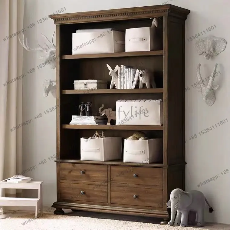 

American minimalist retro white Nordic bookcase bookshelf display cabinet locker