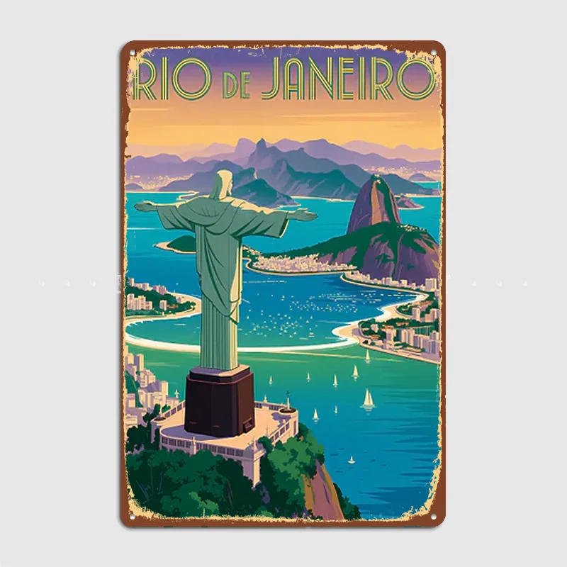 Rio de Janeiro Christ the Redeemer Metal Custom Sign Living Room Wall Indoor Decor Room Decoration Bedroom Posters Home Decor