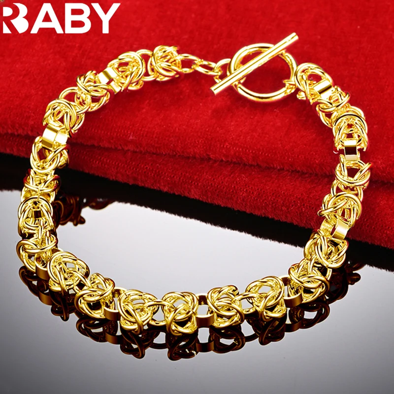 URBABY 18K Gold OT Buckle Chain Multi Circle Bracelets For Women Men Fashion Wedding Engagement Party Jewelry Charms Accessories