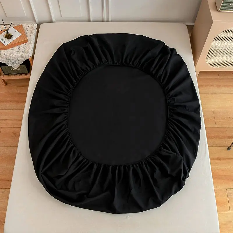 Black Fitted Sheet Home Bed Linen 90x200 Bed Cover with Elastic Band Tampa De Colchão Double Bedsheet (Pillowcase Need Order)