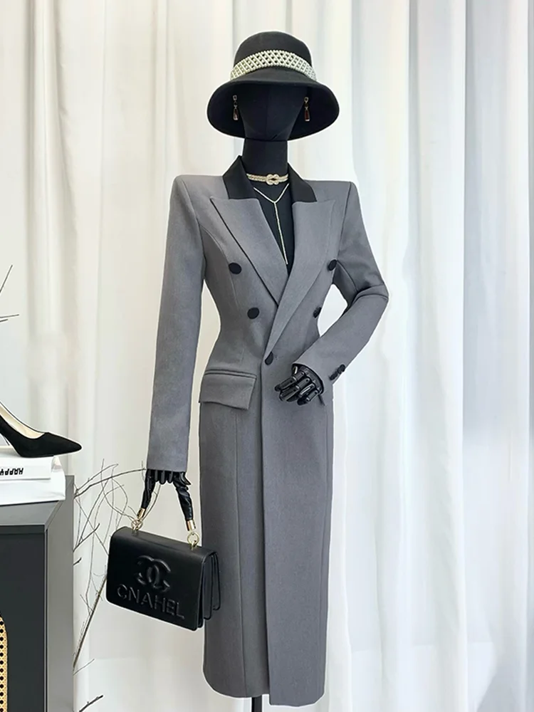 

Новая весенняя женская куртка-ветровка с отложным воротником, приталенная, двубортная, с длинными рукавами, с высокой талией, в стиле колор-блок