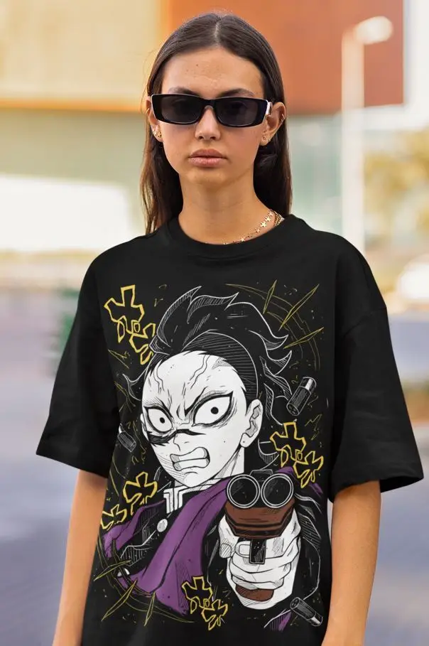 Genya Shinazugawa T-Shirt Kimetsu No Yaiba Demon Slayer Tanjiro Tee All Size