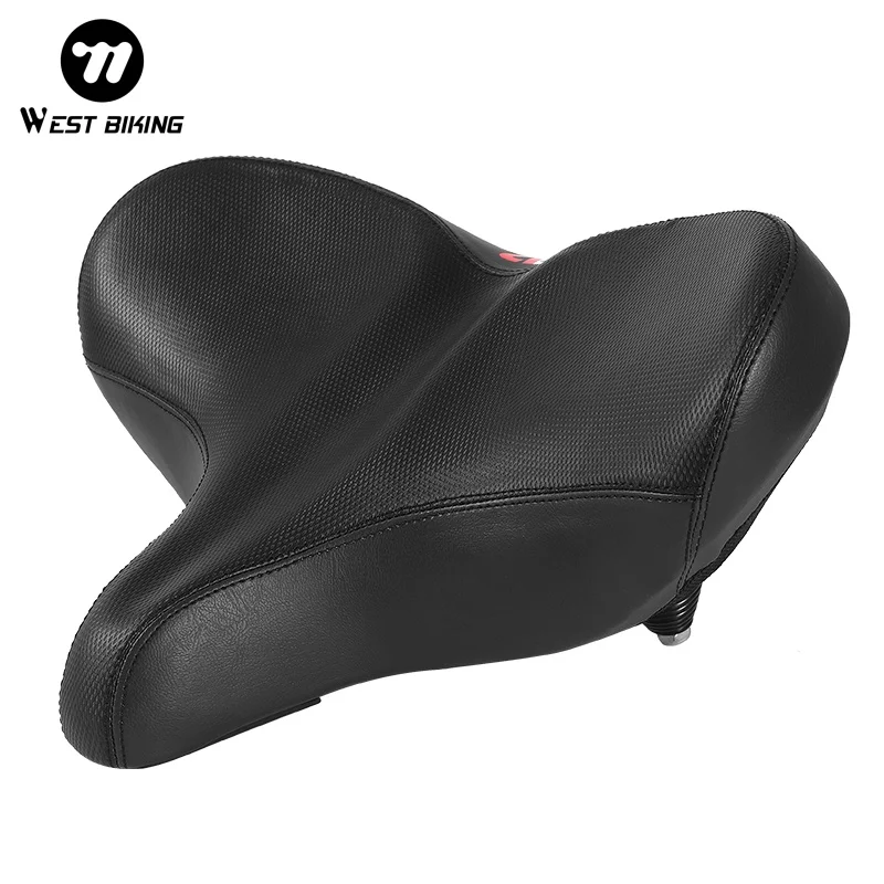 WEST BIKING Selle de vélo extra douce pour VTT et vélo de route, élargie et épaissie, en mousse à mémoire de forme à rebond lent, absorption des chocs