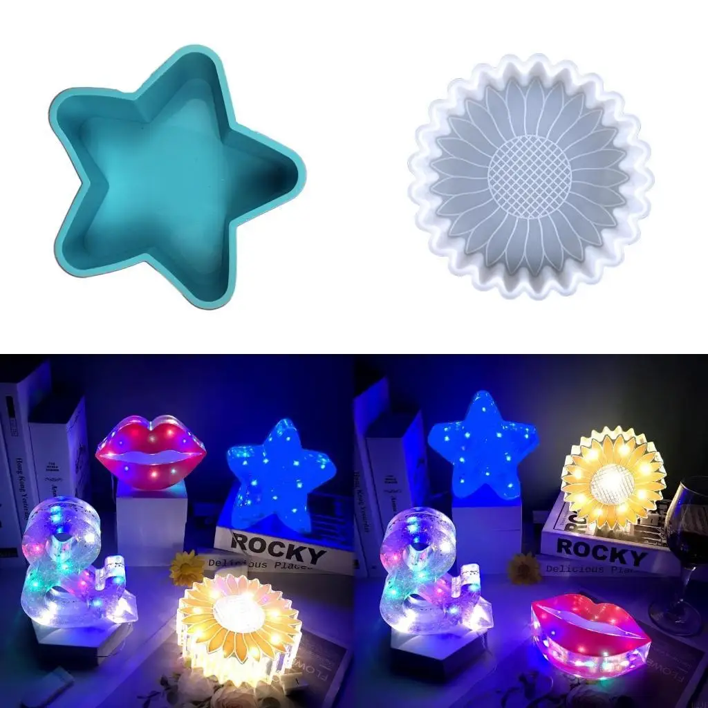 Lips Stars for Sun Night Light UV Crystal Epoxy Mold Handmade Lamp Ornaments Silicone Mould DIY Crafts Mold