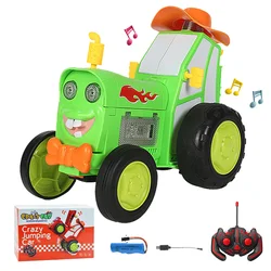 Crazy Jumping Car With Music Lights Vehicle Infrared Remote Control Stunt Cars Dance Walk Upright Rc Truck Funny Children Toys