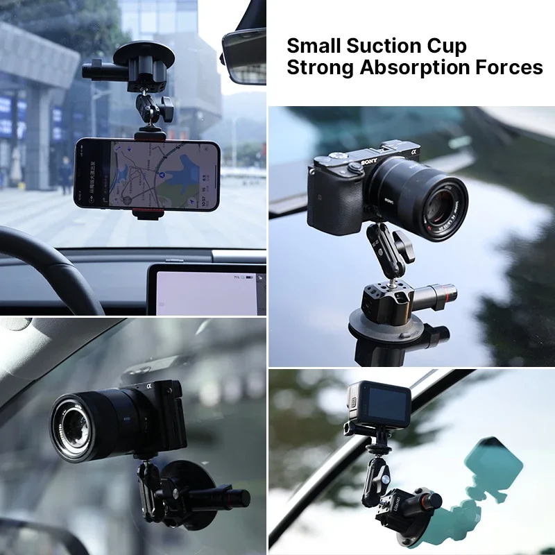 Ulanzi Car Phone Action Camera Holder Hand Pump Suction Cup 360° Adjustable 1/4