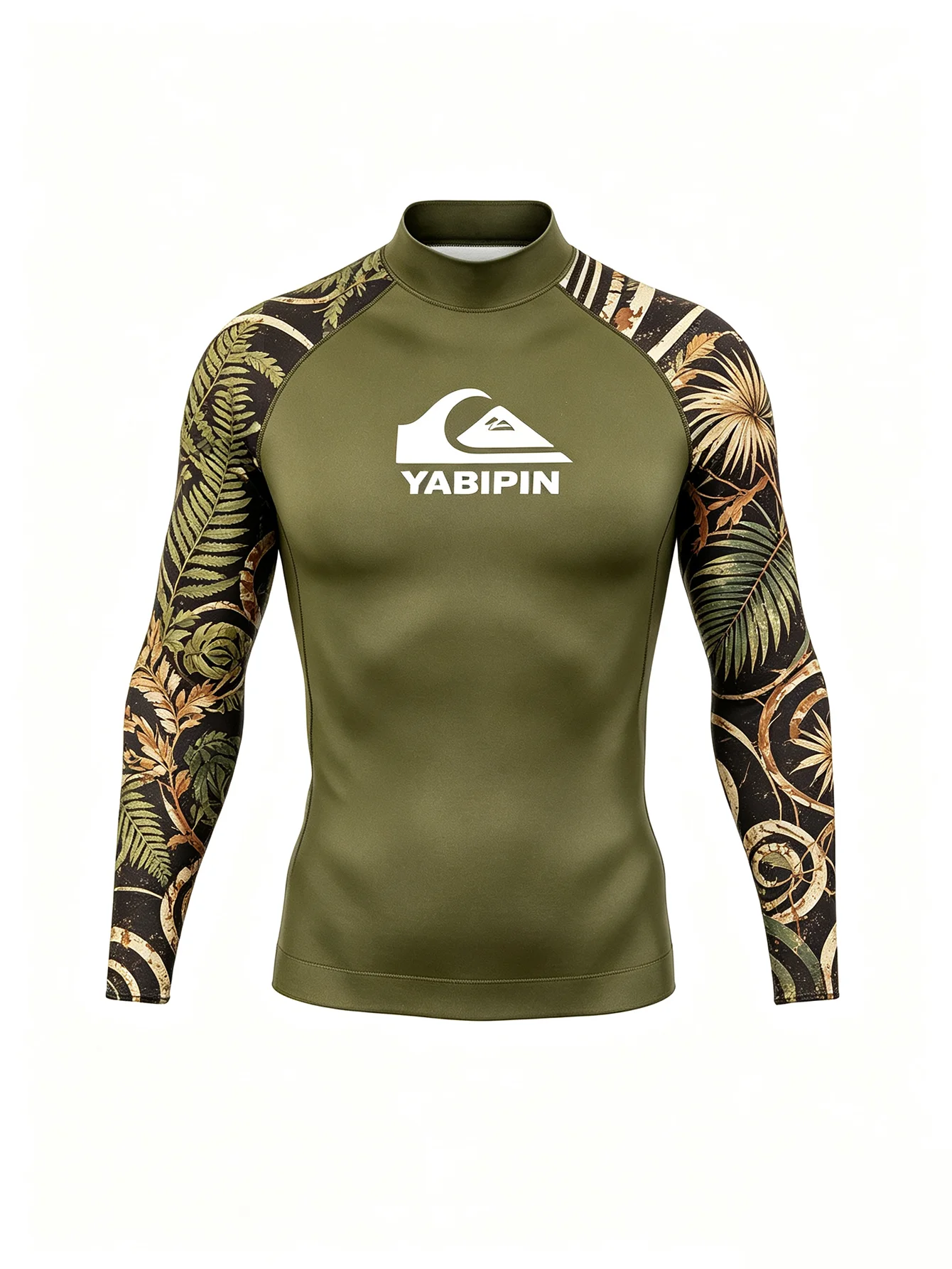 Snug Protection Men‘s Long Sleeve Surf Shirt Stand Collar, Water Deflect Quick Dry for Surf Fishing Water Sports