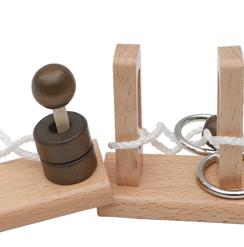 Houten losbinden touw kleine hersenkraker games ontgrendelen IQ puzzel partij gunst cadeaus voor kinderen volwassenen geschikt voor alle leeftijden