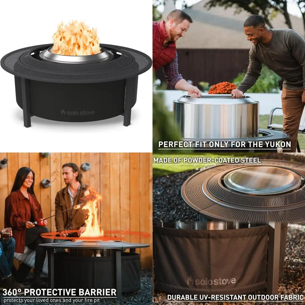 

Portable Wood Burning Fire Pit Surround - 52.6 Inch Tabletop Protective Barrier for Safety and Additional Space