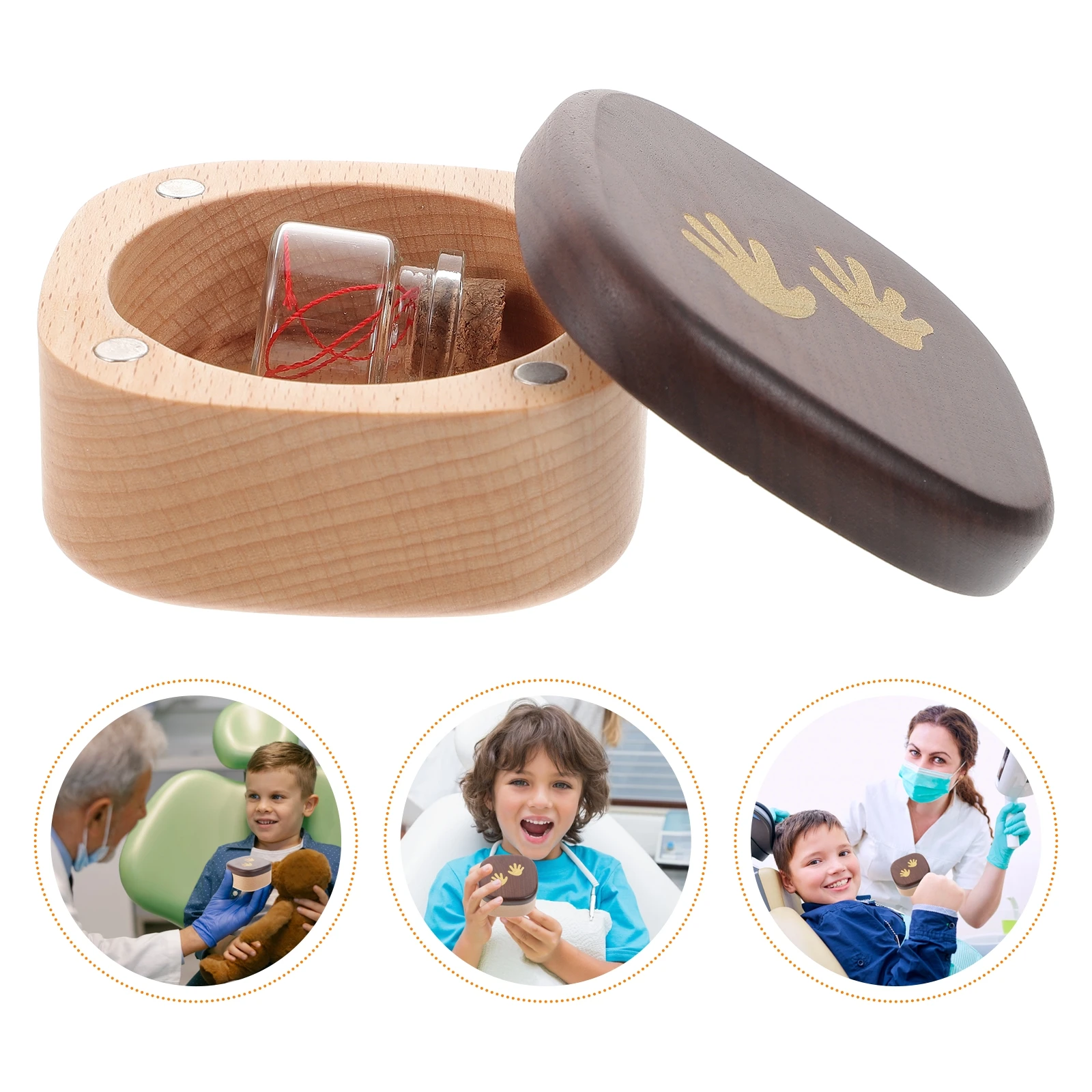 

Deciduous Teeth Preservation Box Baby Tooth Souvenir Wood Keepsake Boxes Holder Store Childhood Memories Perfect Gift