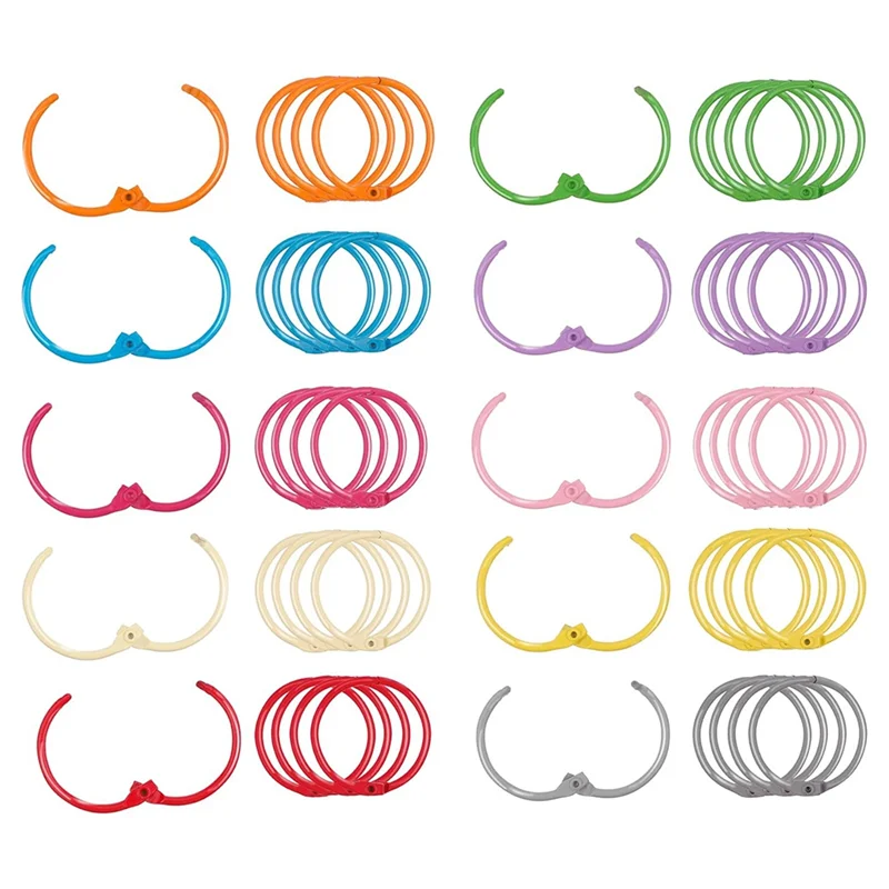 50 STKS Metallic Losbladige Bindmiddel Ringen 1 1/5 Inch Kleurrijke Boek Ringen, Metalen Staal Papier Ringen Sleutelhanger, 10 Kleuren