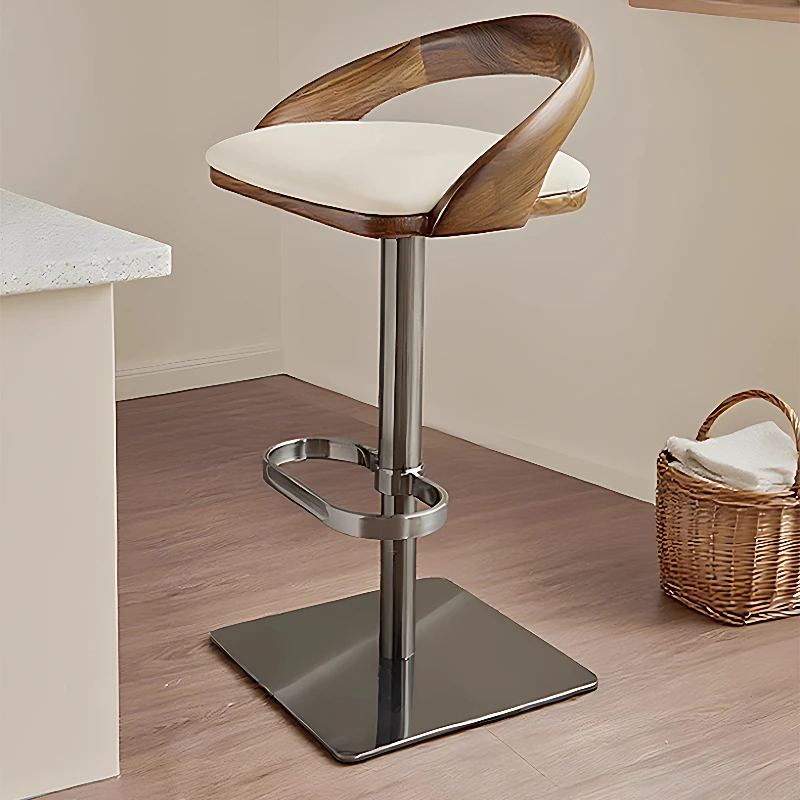 

Bar chairs, Italian light luxury stainless steel lifting and rotating designer simple modern island