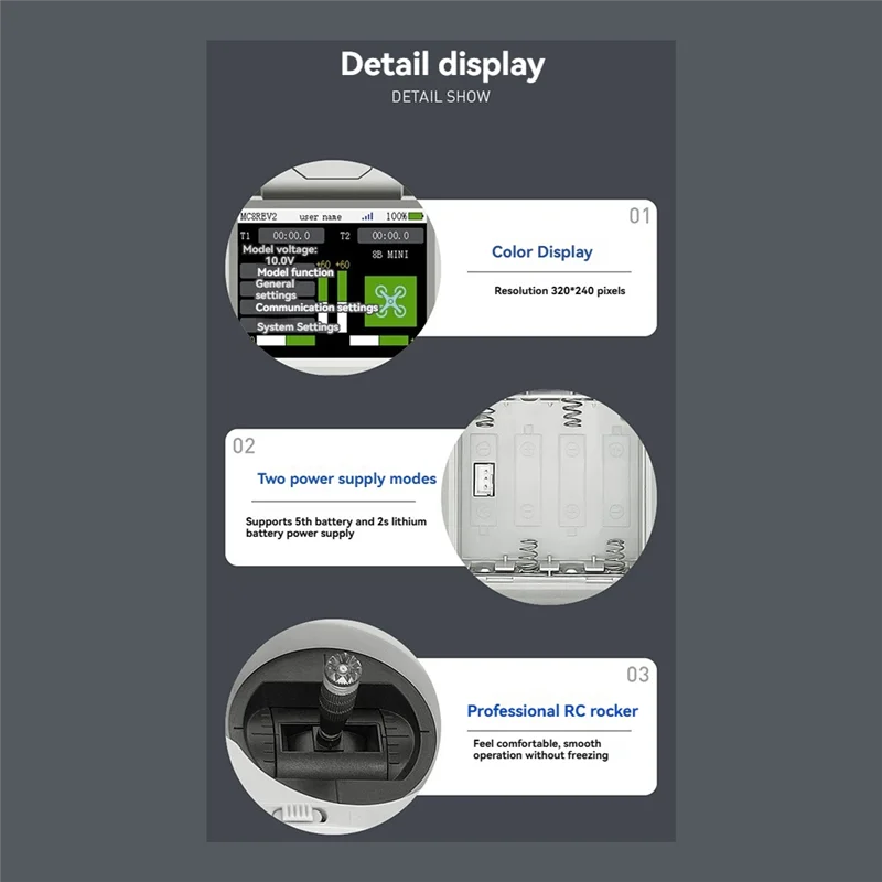 SANQ MC8B MINI 2.4G 8Ch RC เครื่องส่งสัญญาณ MC8RE-V2 ตัวรับสัญญาณวิทยุระบบสําหรับเครื่องบิน RC เครื่องบินเรือรถและอื่นๆขวามือ