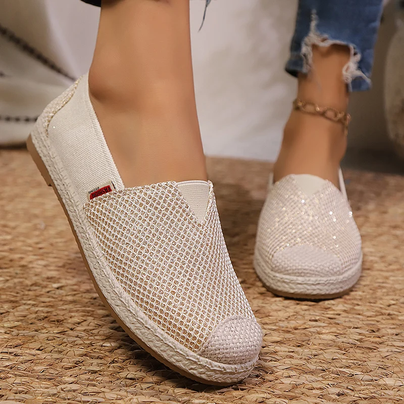 

Однотонные легкие женские туфли на плоской подошве, дышащая повседневная обувь без шнуровки с сеткой, женские удобные прогулочные туфли больших размеров на мягкой подошве