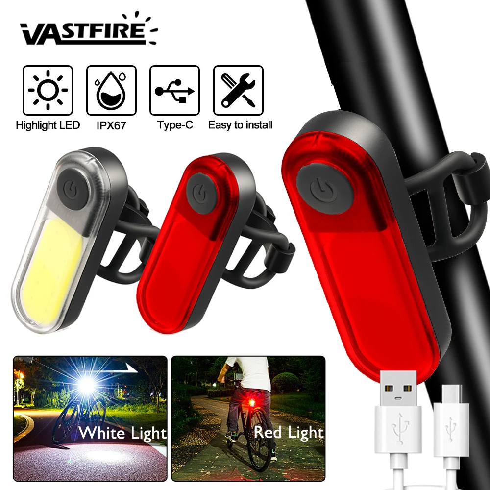 

Bike Taillight White+Red Light Waterproof Riding Rear Light Led Type-C Usb Rechargeable Mountain Bicycle Cycling Light Tail-lamp