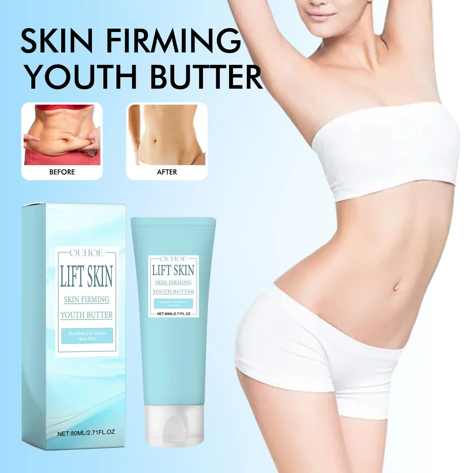 Whitening Body Cream with Tightening and Anti-Aging, Deeply Moisturizes for Smooth Glowing Skin Restores Elasticity and Firmness