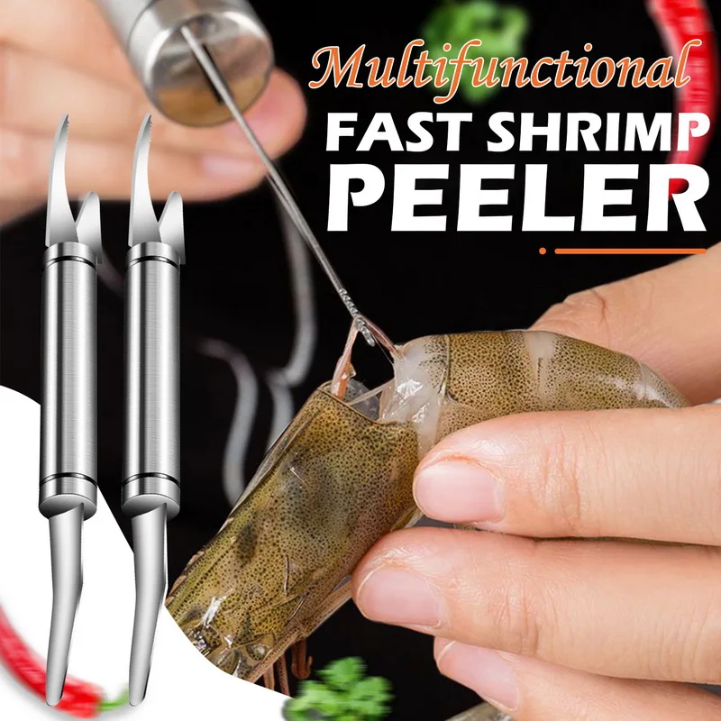 Multifunctional Fast Shrimp Peeler Stainless Steel 6 In 1 Fish Knife Shrimp Line Cutting /Scraping /Digging Knife Kitchen Tools