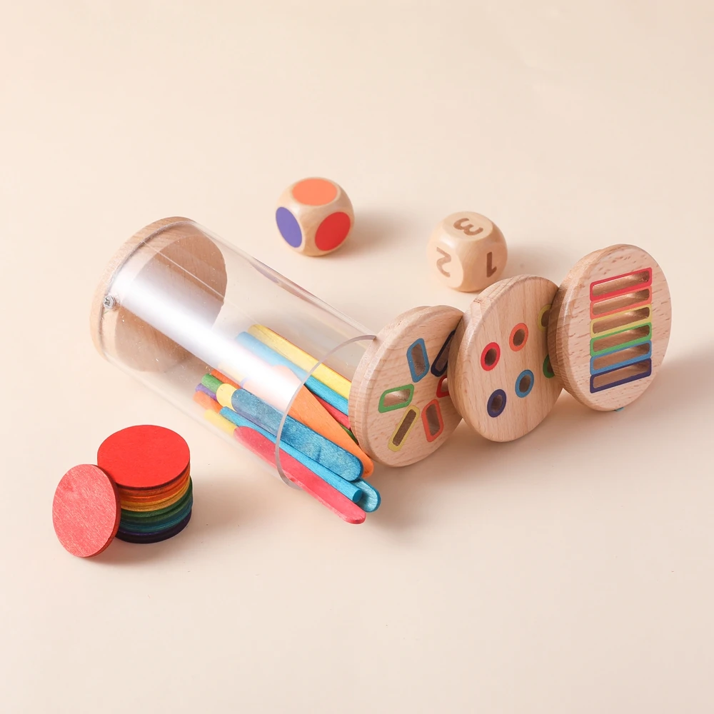 Zabawki Montessori Drewniane Zabawki do Sortowania Kolorów Motoryka Mała Gry Sensoryczne Dopasowywania Zestaw Zabawek do Rozpoznawania Kolorów i Kształtów Prezent dla Niemowlaka