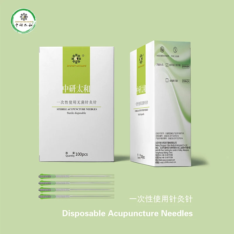 ZHONGYAN TAIHE 100 PCS Acupuncture Needle Acupuncture Sharp Disposable Sterile Beauty Massage with Indivual Guide Tube Therapy