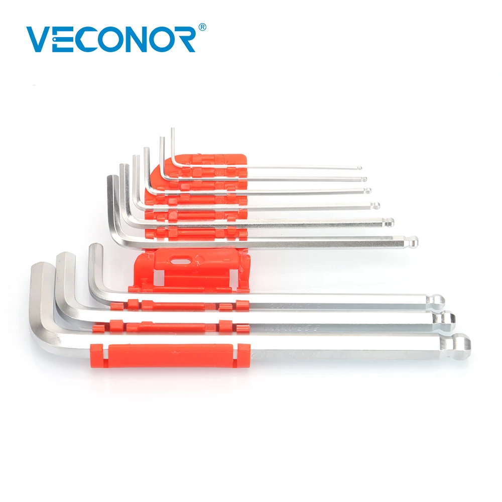 9 Pcs Durable Reinforced Metric Ball Ended Hex Allen Key Wrench Set Spanner Torque Wrench, Chrome Vanadium