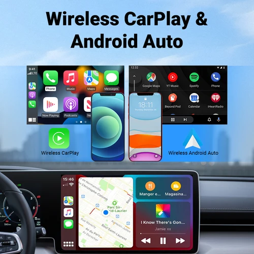 Imagen 2 del producto Adaptador Inalámbrico 2 en 1 para CarPlay y Android Auto, Caja Inteligente con IA para Sistemas Inteligentes de Automóvil, para Autos con CarPlay Cableado