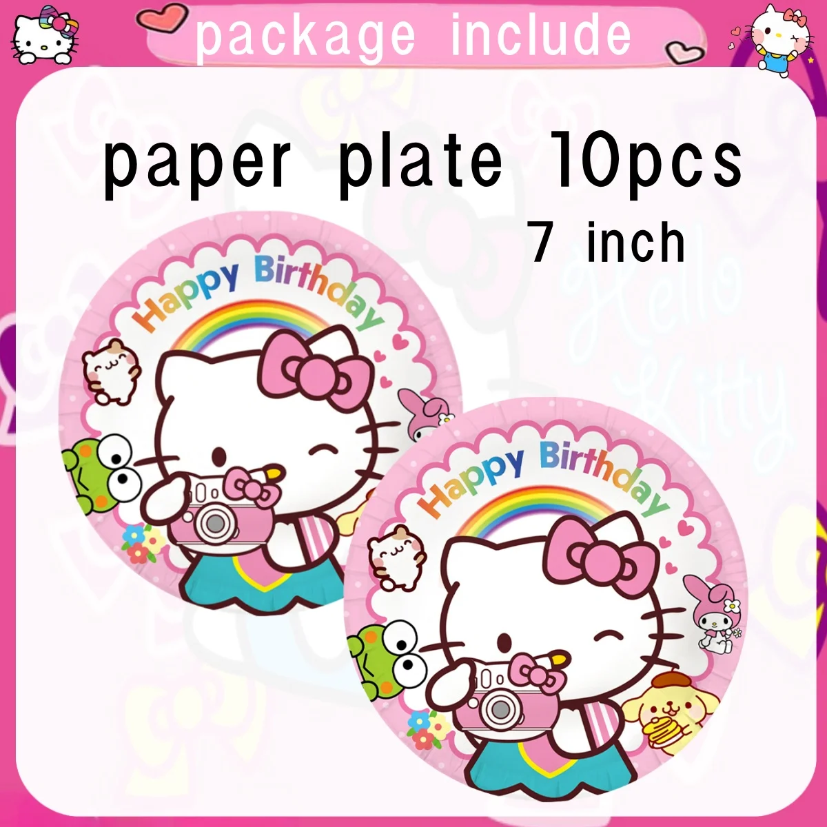 Hello Kitty Birthday Party Decoration Kitty Disposable Tableware Tablecloth Cup Plate Gift bag Girls Favors Party Supplies Gift