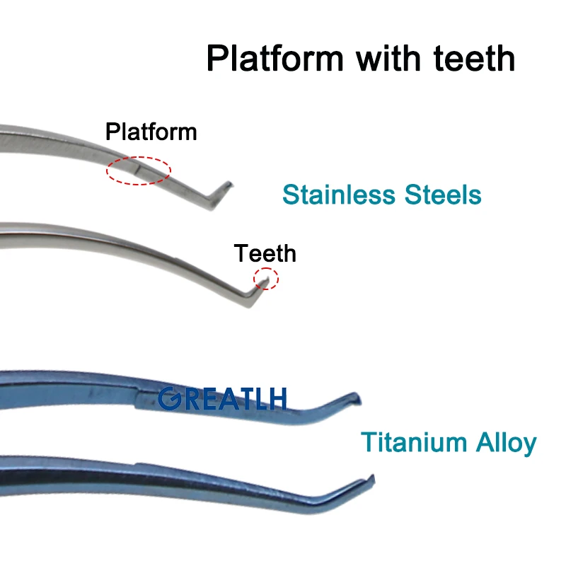 GREATLH Stainless Steel/ Titanium Colibri Beaked Toothed Forceps Suture Ligation Forceps Ophthalmic Surgical Instrument