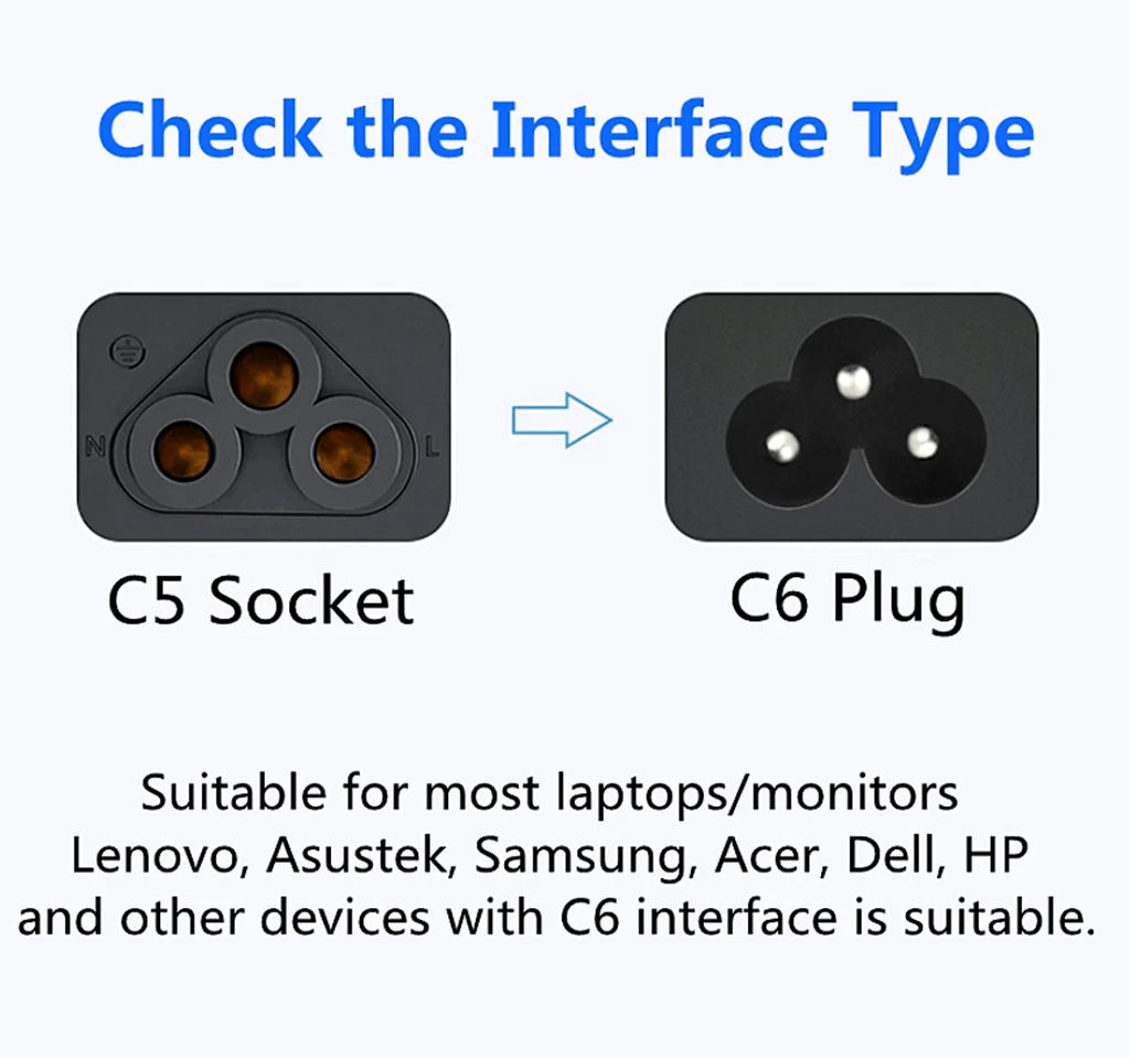 IEC 60320 C5 to UK BS1363 Mains Plug Laptop Power Lead Cable PC Monitor C5 Angle 90 Degree Adapter Extension Cord