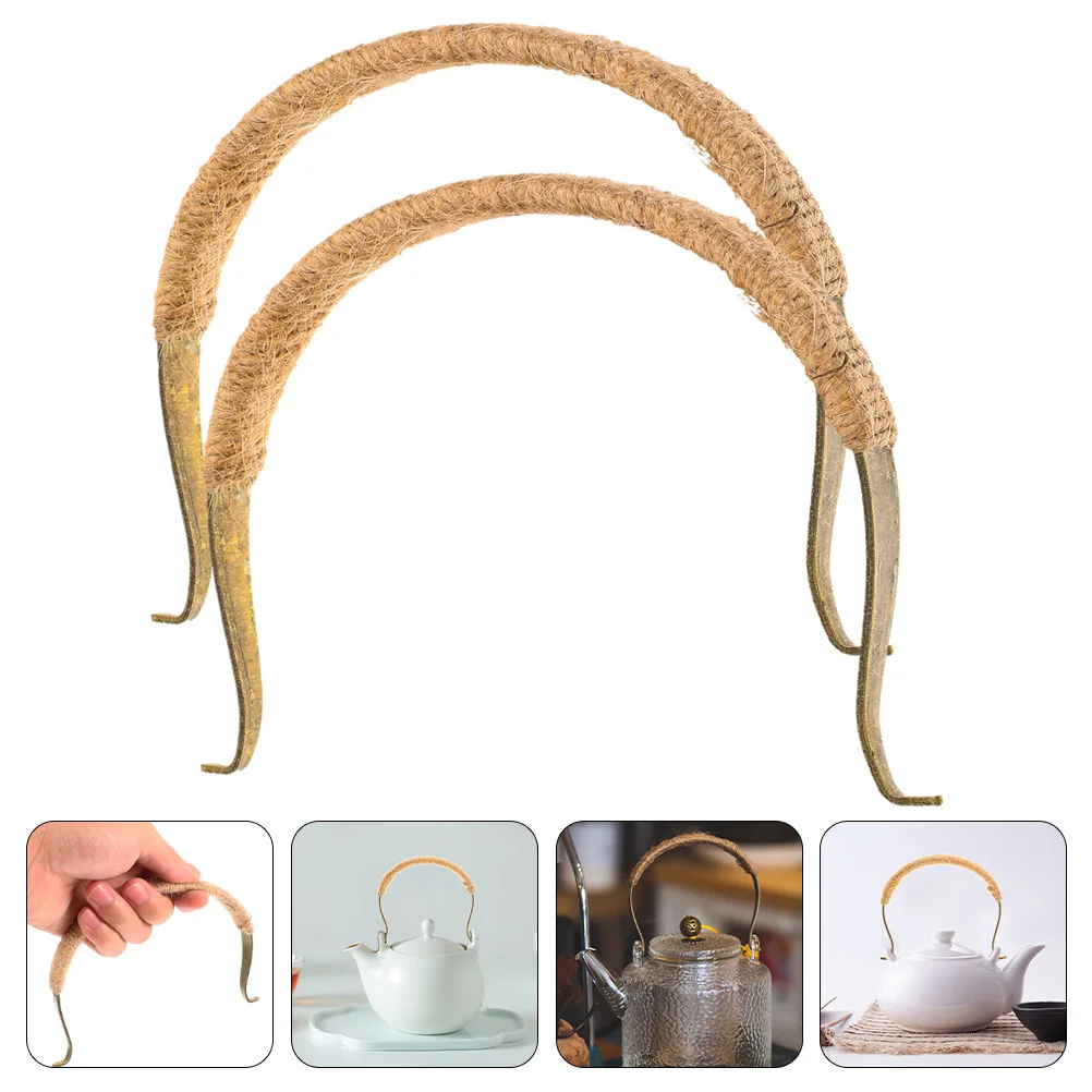 

2 Pcs Teapot Handle Replacement Options Removable Anti-scalding Wooden Techniques Copper Alloy Handles Vintage Kettle Parts