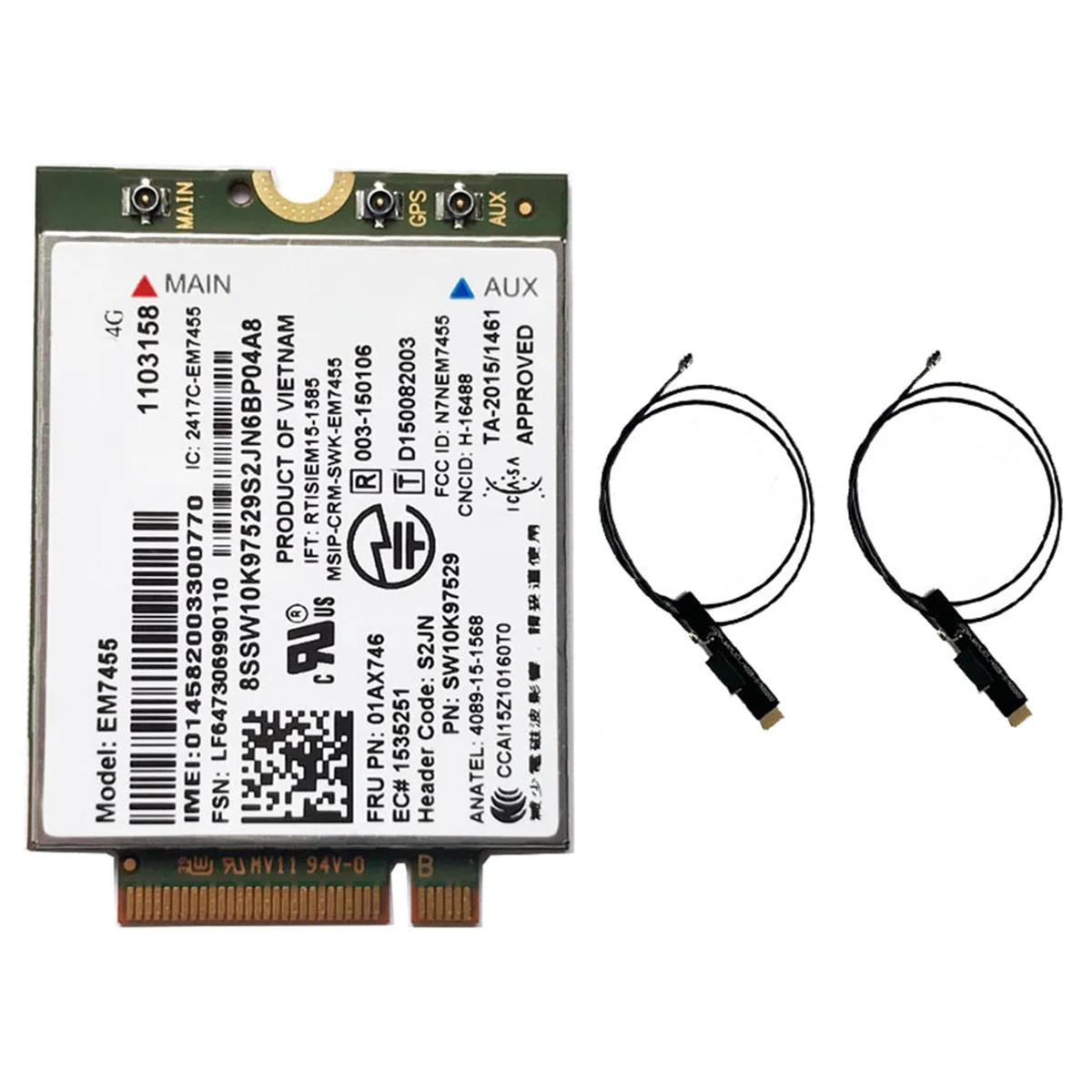 

EM7455 01AX746 LTE 3G 4G Card+2xAntenna for X1 Carbon 5Th Gen X270 T470 T470S T470P T570 L570 L470 P51 P71