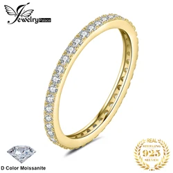 JewelryPalace Moissanite D Color Eternity Total 0.6ct 925 Sterling Silver Wedding Band Ring for Women Yellow Rose Gold Plated
