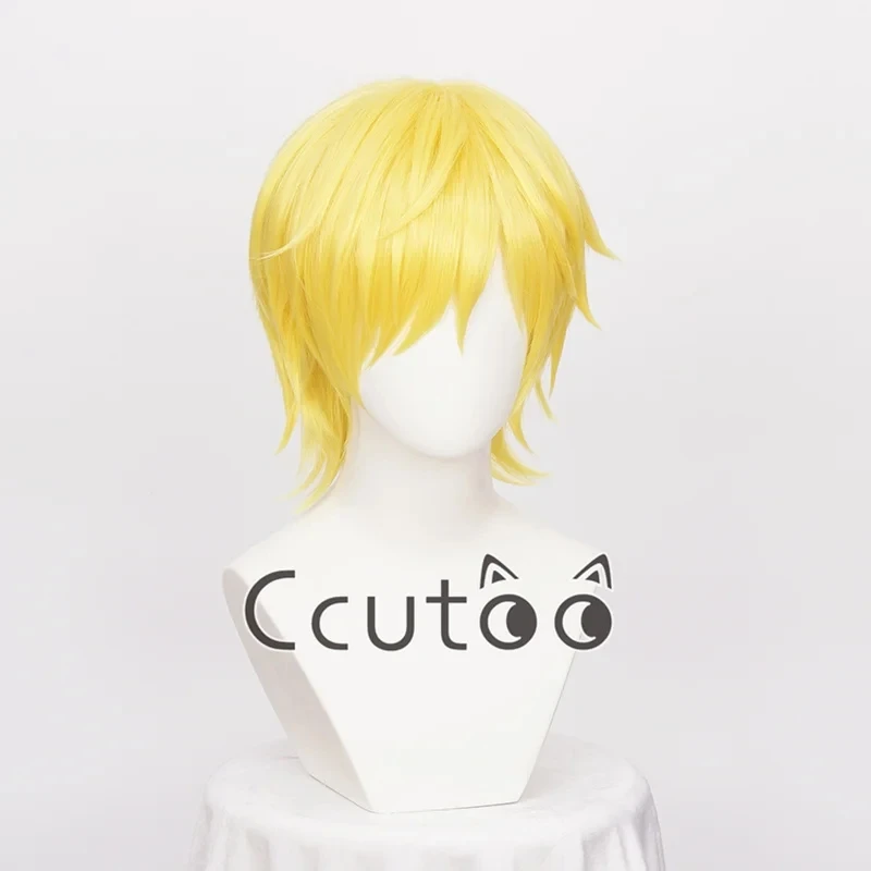 

ccutoo аниме Хэллоуин цельный парик для косплея Санджи парик короткие прямые золотые термостойкие синтетические волосы + шапочка для парика