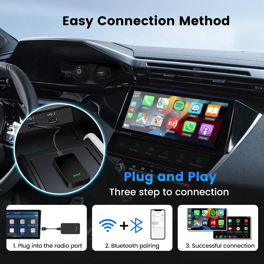 5.0 Wireless CarPlay Apple Adapter Wired CarPlay to Wireless CarPlay Wired Android Auto to Wireless Android Auto Easy to Install