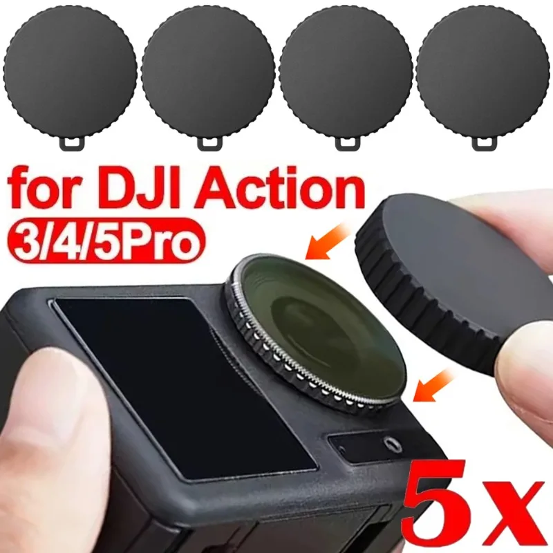 5-1PCS Camera Lens Protective Caps for DJI Osmo Action 3 4 5 Pro Non Slip Silicone Dust-proof Cameras Cover for DJI Action 5Pro