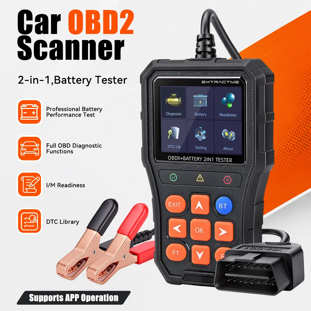 2026 Auto OBD2 Scanner Diagnostic Tool Code Reader Battery Tester  for 12V/24V Vehicles Support 14/25 Languages APP Bluetooth