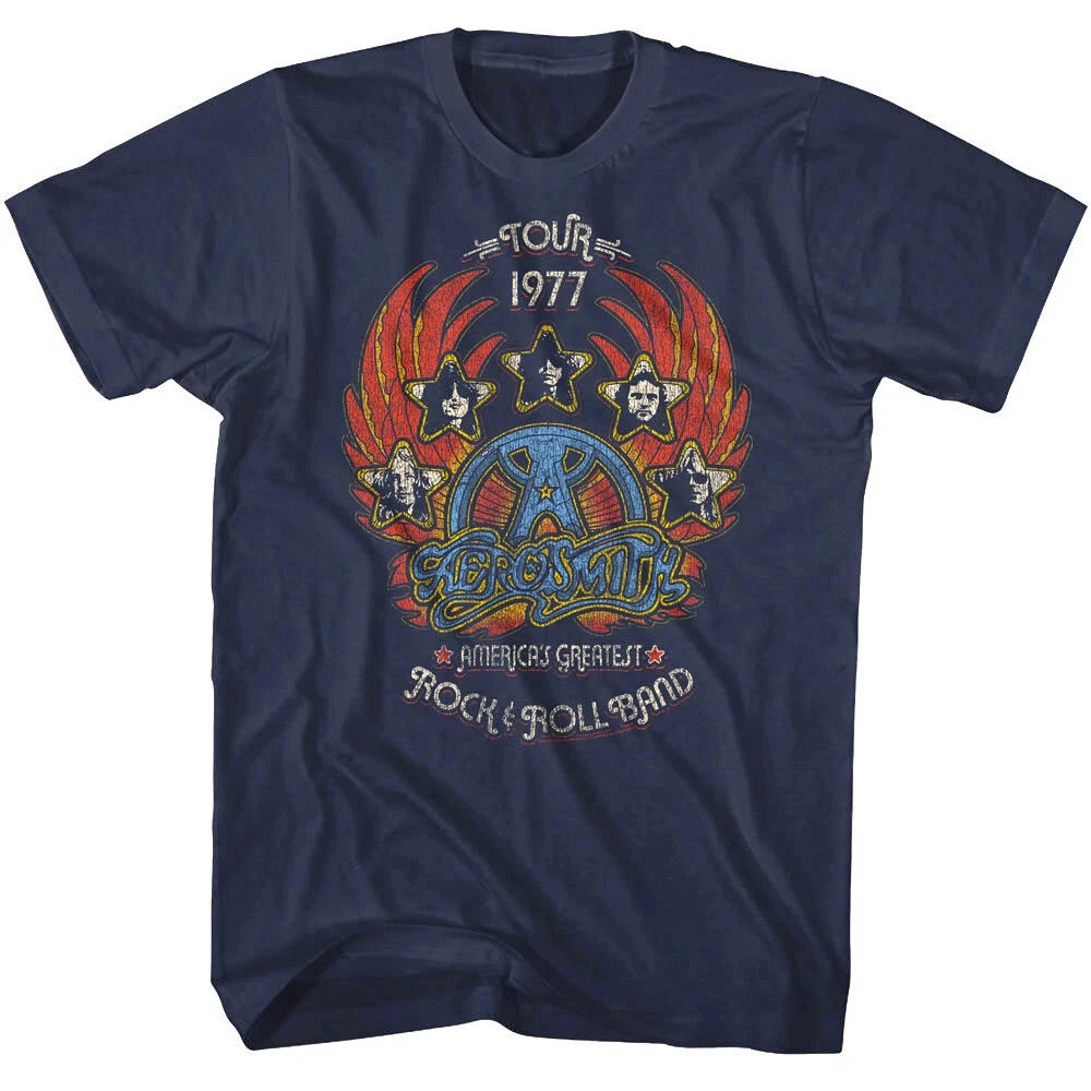 Rock Band Aerosmith's 1977 Greatest Tour in The United States Men's T-shirt Men's T-shirt Street Fashion T-shirt