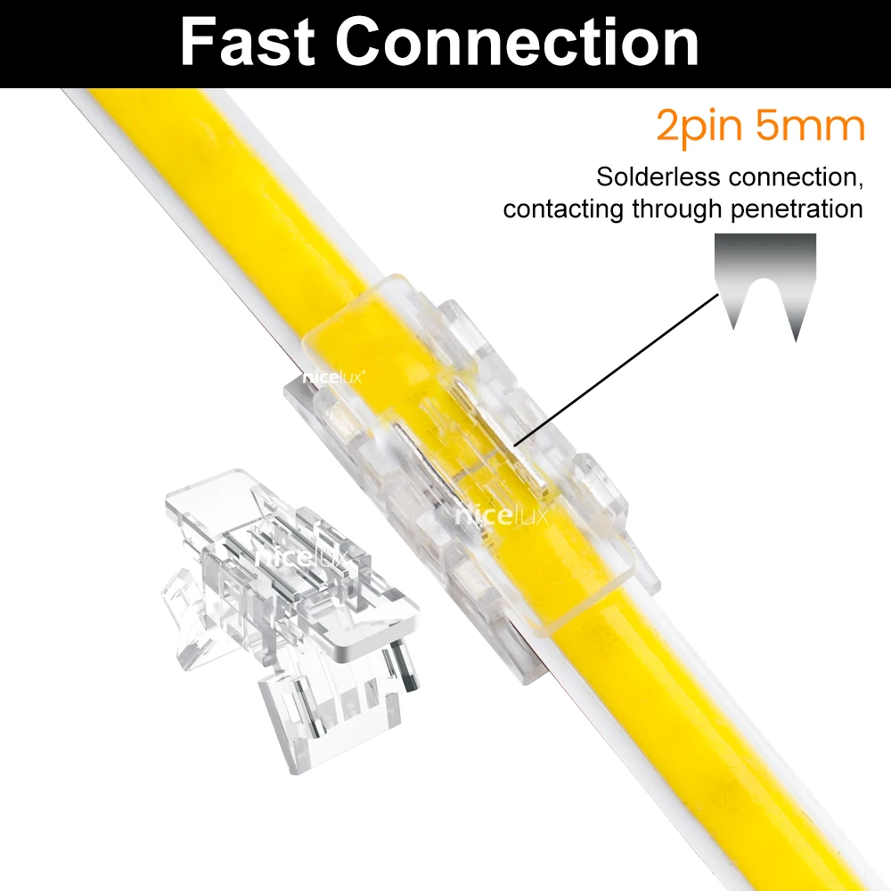 12 24V złącze LED 2Pin Bar na pokładzie złącza do jednokolorowa taśma LED 8mm 10mm 12mm 5mm COB 5050 2835 SMD złącze