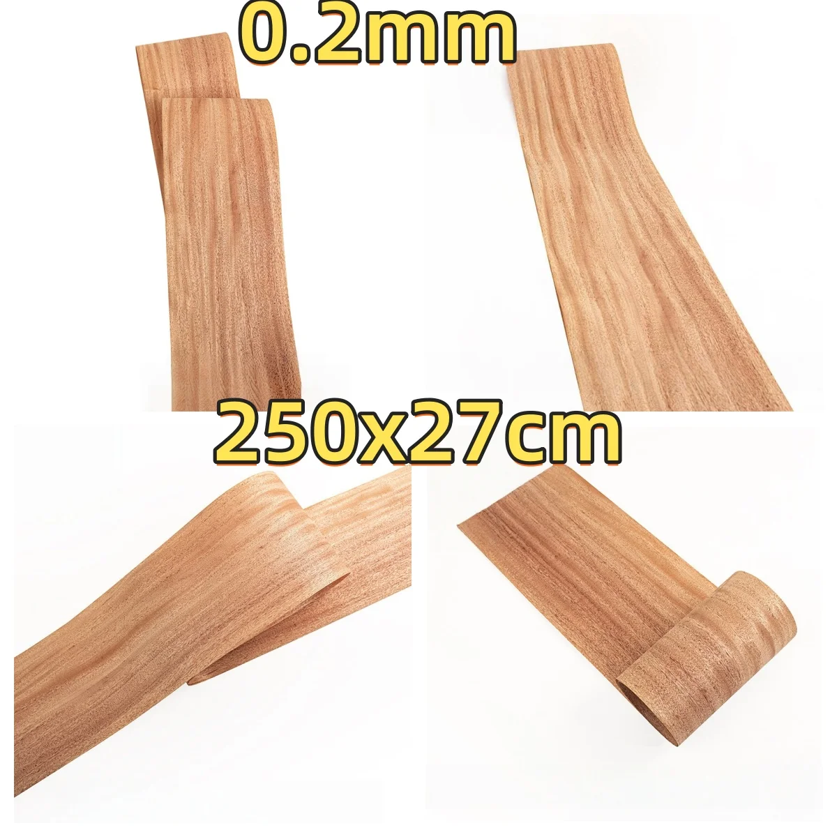 

Natural Mahogany Straight Grain Veneer, 0.2mm Thick, Size 250x27cm, Suitable For Gift Box And DIY Crafts.