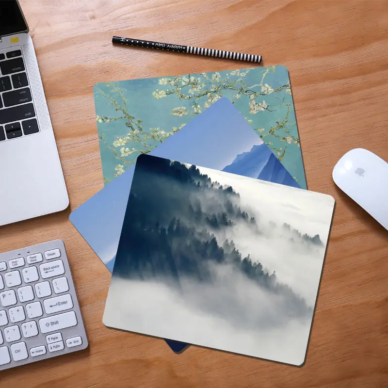 200x240x3mm Landscape Painting Mouse Pad Student Computer Mouse Non-slip Notebook Pad Office Keyboard Protection Pad Table Mat