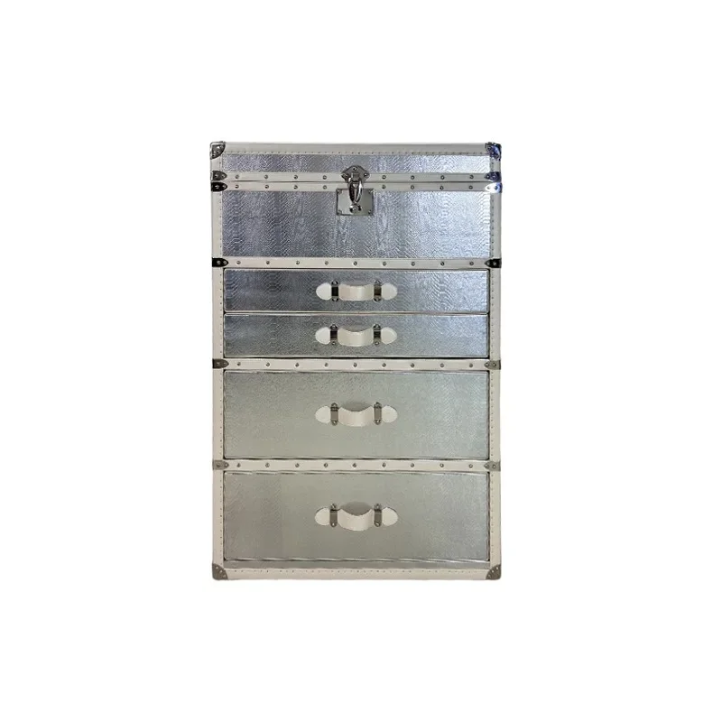 

Silver alligator leather French retro jewelry cabinet, printed side cabinet, drawer storage porch