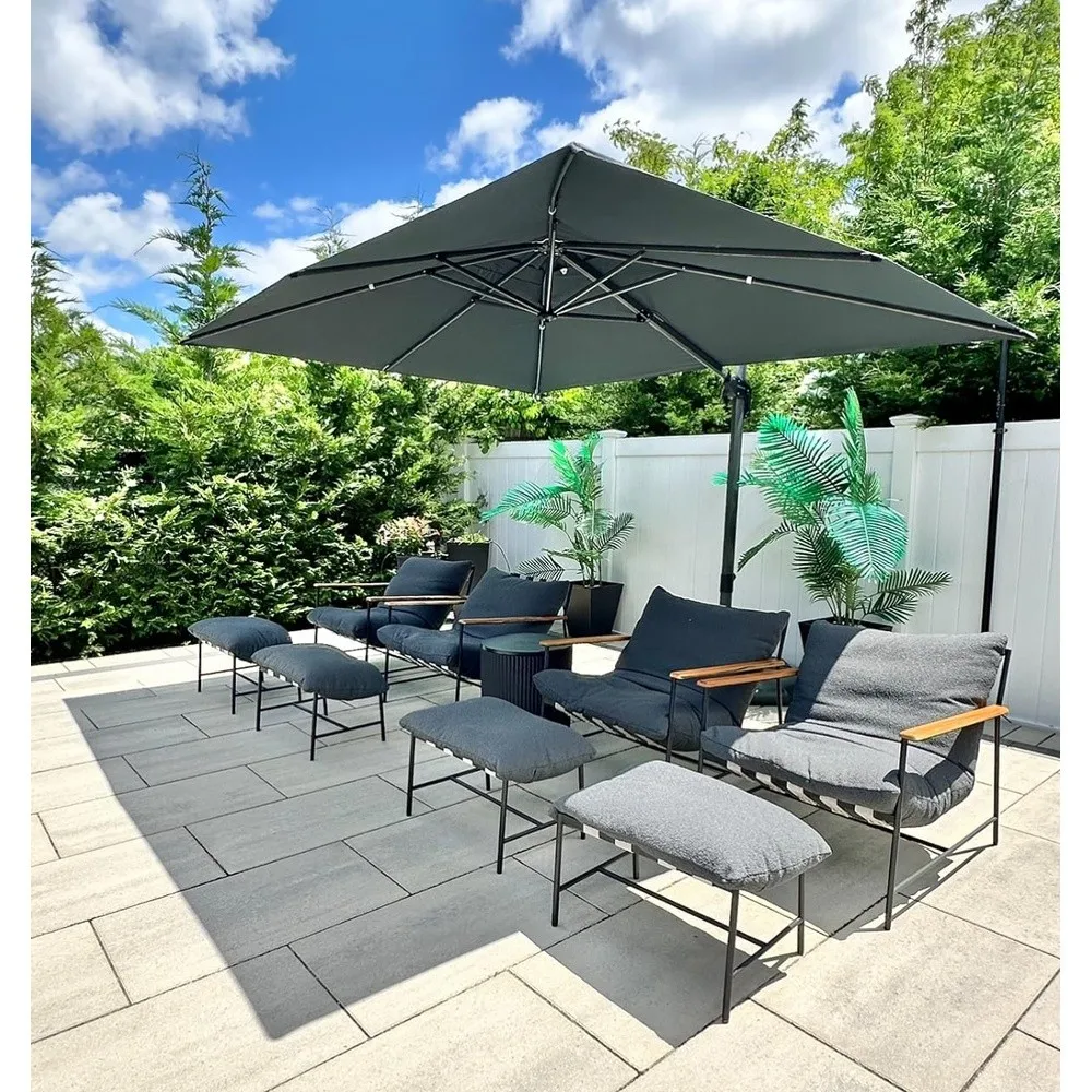 Cantilever Umbrella 9' x 11.5' Rectangle 360° Rotation Grey