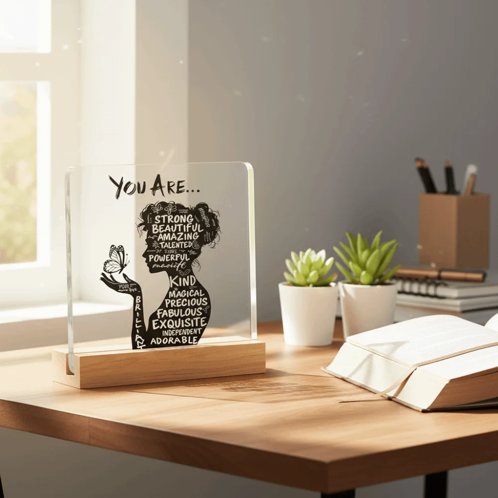 for Encourage 2D Design Inspirational Plaque Clear Ornaments Gifts for Mum Acrylic Positive Affirmation Decor Home Decor
