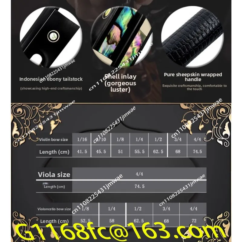 Carbon Fiber Carbon Carbon 1/2/3/4/4 Violin Bow