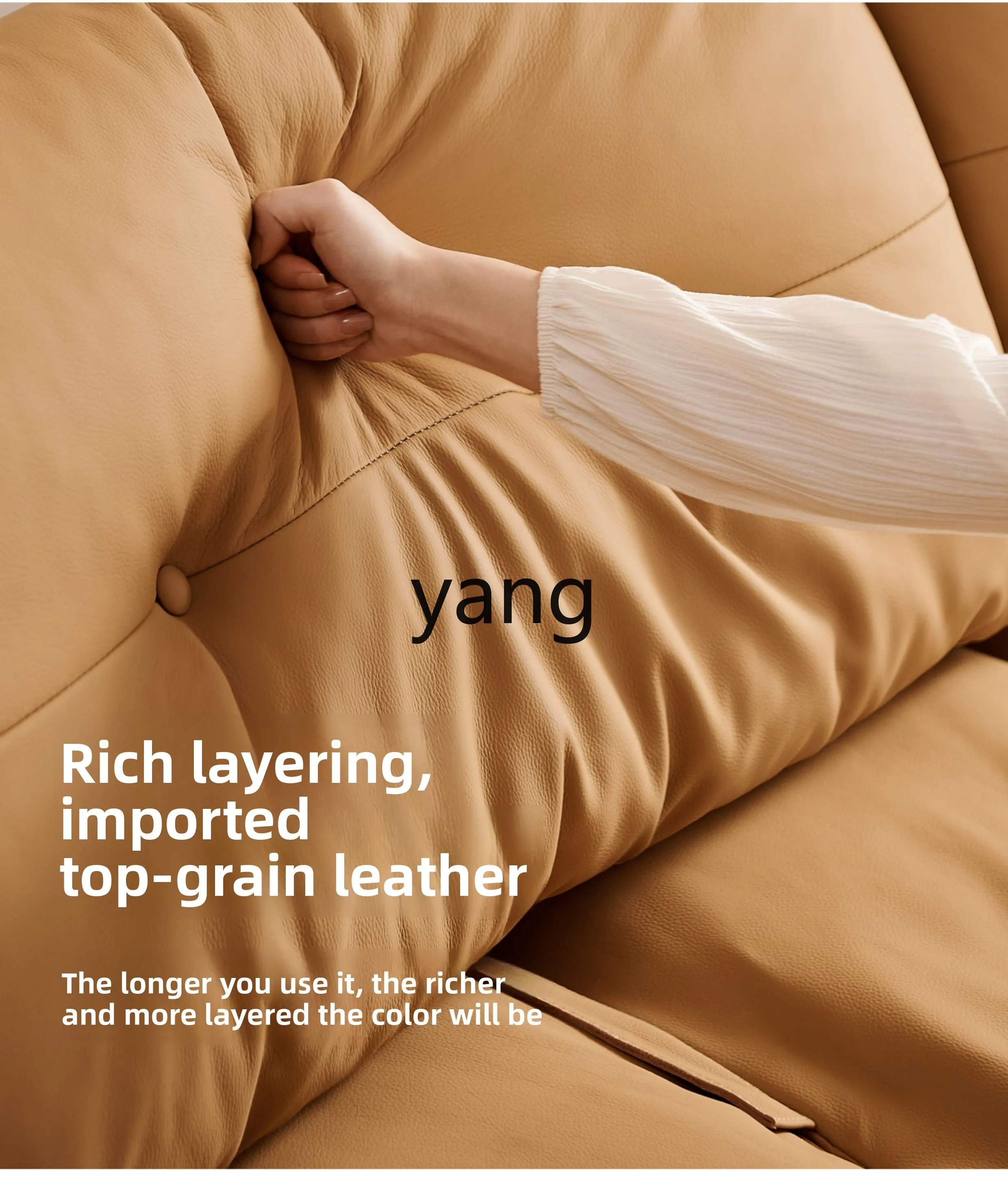 LMM French Cream Style Leather Sofa Living Room Straight Row Large Sitting Deep Retro Medieval Sofa