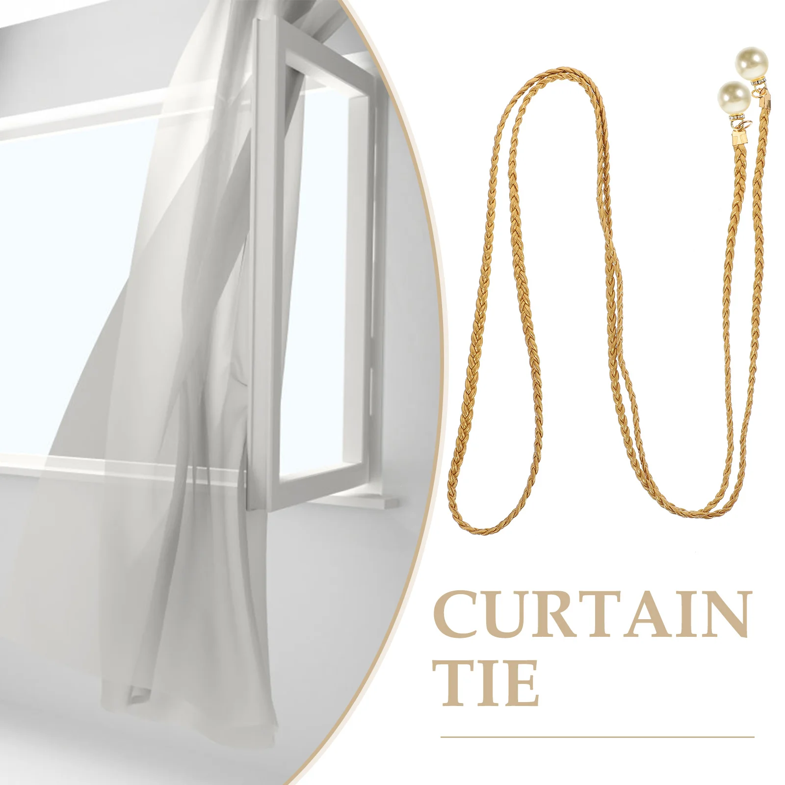 

4 Pcs Pearl Belt Woven Curtain Holdbacks Braided Ties Macrame Tiebacks Curtains Boho Pu Home Decor