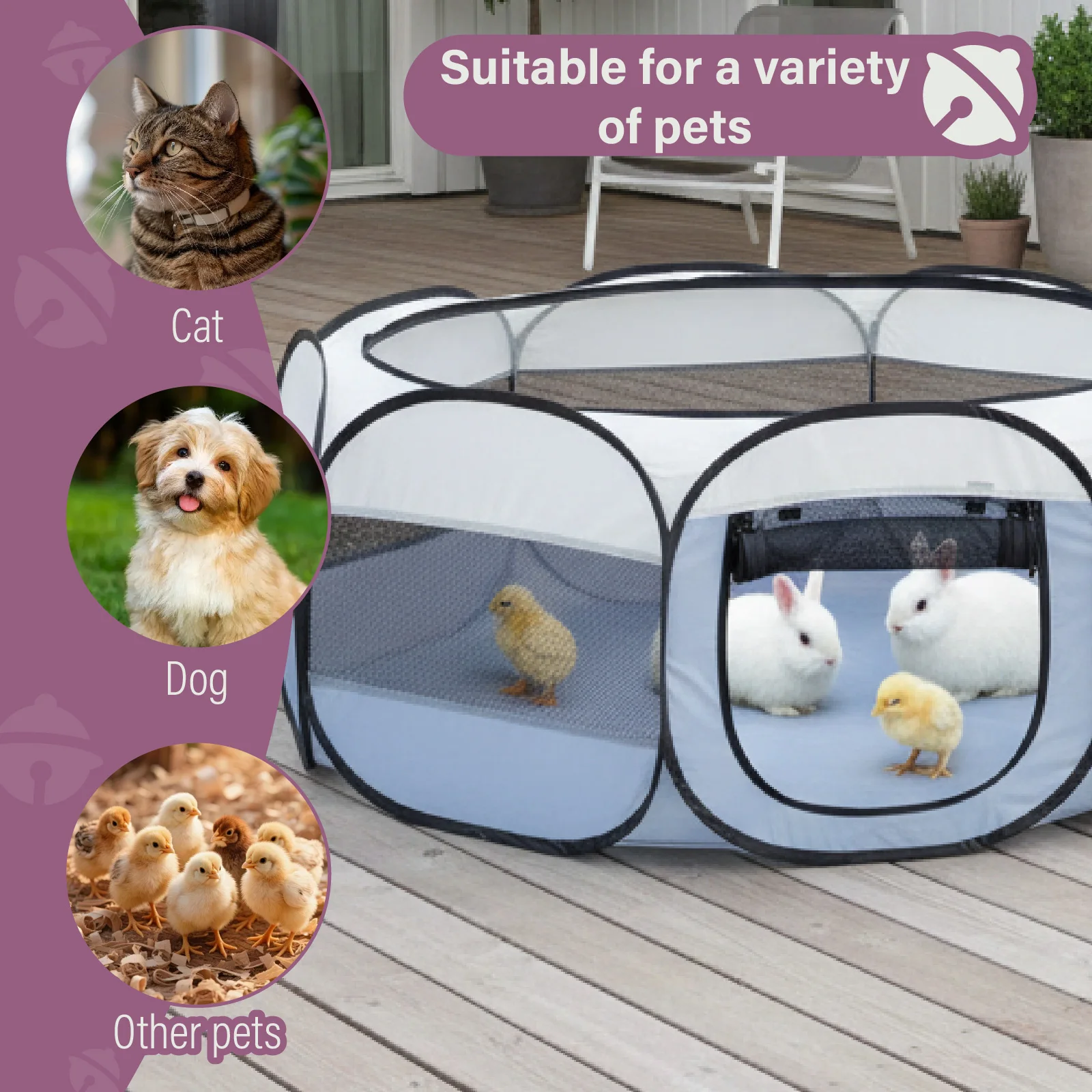 

Складной переносной манеж для мелких животных с крышкой для цыплят, щенков, котят и других мелких питомцев, для использования в помещении/на улице